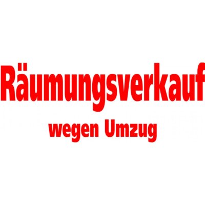 Folienbeschriftung Räumungsverkauf wegen Umzug