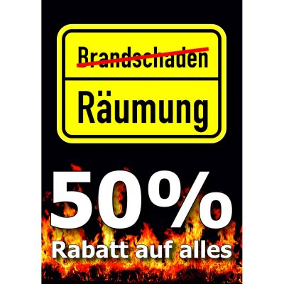 Plakat Brandschaden - Jedes Teil 50% reduziert