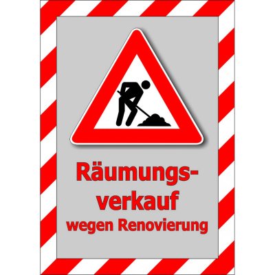Plakat Räumungsverkauf wegen Renovierung