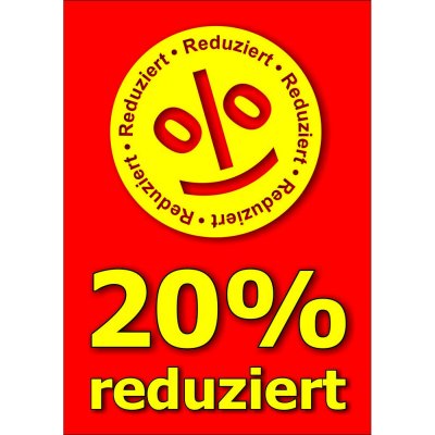 Plakat 20 Prozent reduziert