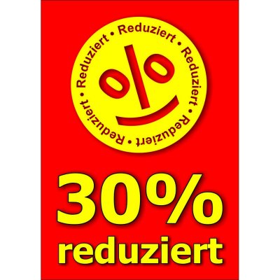 Plakat 30 Prozent reduziert