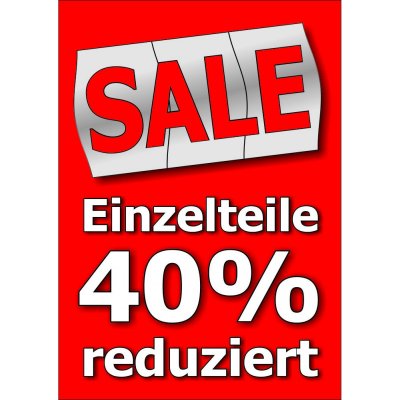 Plakat Sale - Einzelteile 40% reduziert