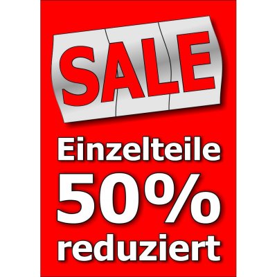 Plakat Sale - Einzelteile 50% reduziert
