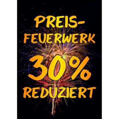 Plakat Preisfeuerwerk - 30 Prozent reduziert