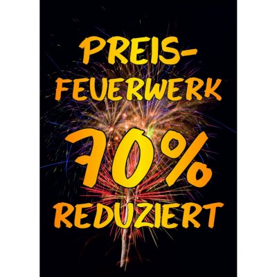 Plakat Preisfeuerwerk - 50 Prozent reduziert