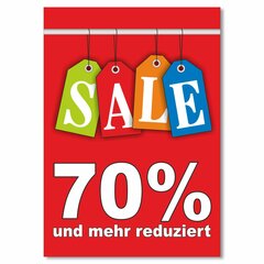 Plakat Sale - 70% und mehr reduziert DIN A1 (594 x 841 )