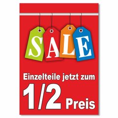 Plakat Sale - Einzelteile jetzt zum 1/2 Preis DIN A0 (...