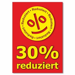 Plakat 30 Prozent reduziert