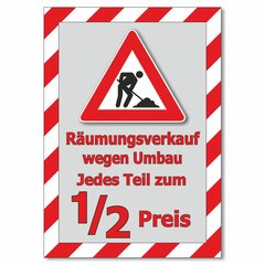 Plakat Rumungsverkauf wegen Umbau - Jedes Teil zum...