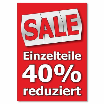 Plakat  Sale - Einzelteile 40% reduziert