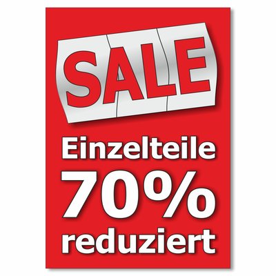 Plakat  Sale - Einzelteile 70% reduziert