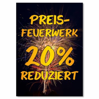 Plakat Preisfeuerwerk - 20 Prozent reduziert