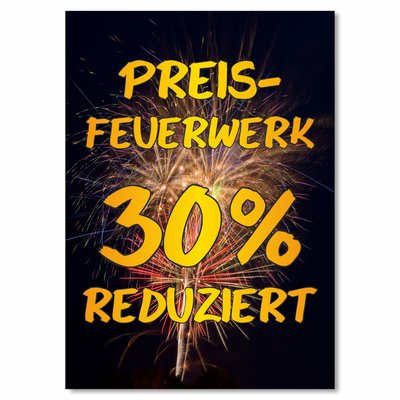 Plakat Preisfeuerwerk - 30 Prozent reduziert