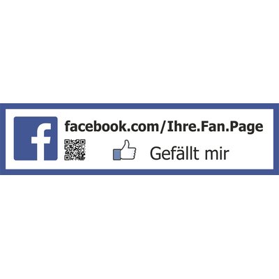 Facebook Aufkleber ohne QR Code und Like us on Facebook   (FB2) 500 x 125 mm
