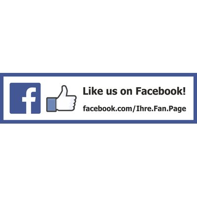 Facebook Aufkleber ohne QR Code und Like us on Facebook   (FB2) 400 x 100 mm