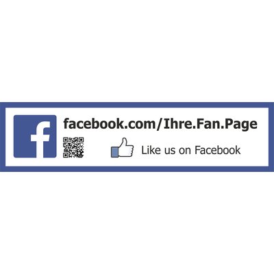 Facebook Aufkleber ohne QR Code und Like us on Facebook   (FB2) 400 x 100 mm