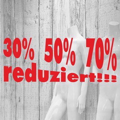 Folienbeschriftung 30% 50% 70% reduziert!!! 70 cm lang, Farbe Rot