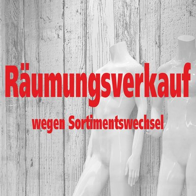 Folienbeschriftung Rumungsverkauf wegen Sortimentswechsel 130 cm lang, Farbe Weiss